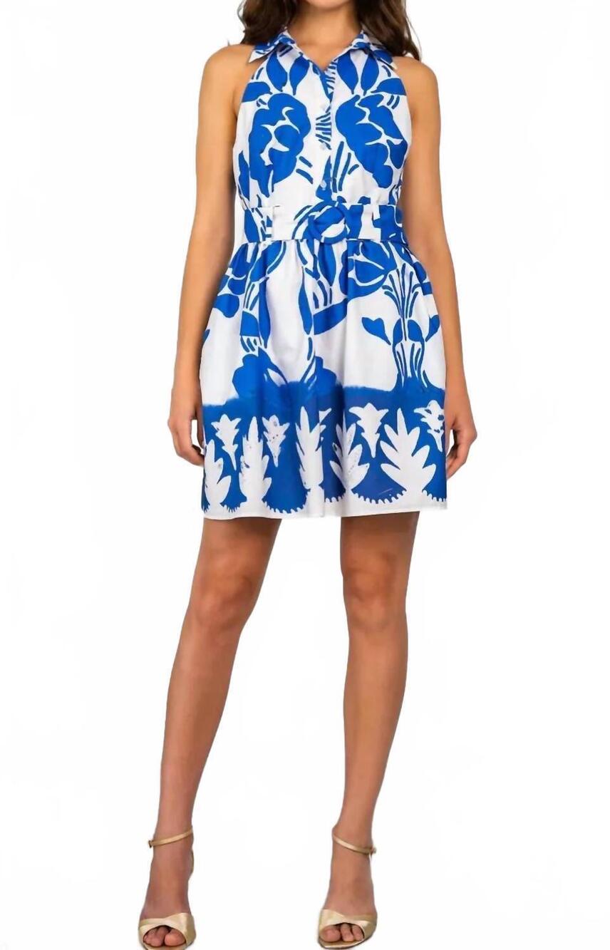 NEW LAVENDER BROWN rayna dress in blue/ white